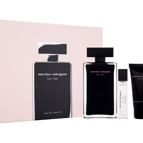 Narciso Rodriguez For Her zestaw: woda toaletowa damska, 100 ml + balsam do ciała, 50 ml + woda toaletowa, 10 ml
