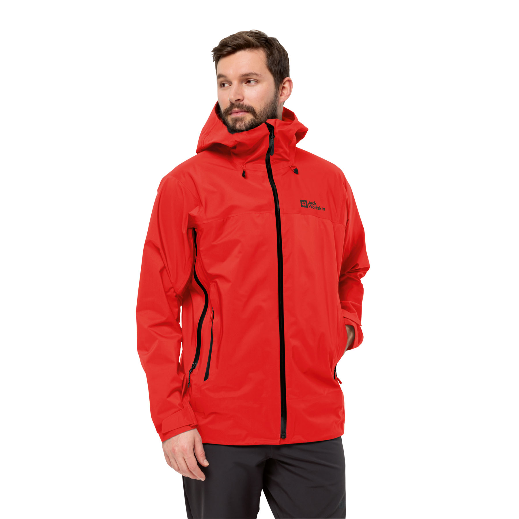 Męska kurtka przeciwdeszczowa Jack Wolfskin CYROX 3L JKT M strong red - L