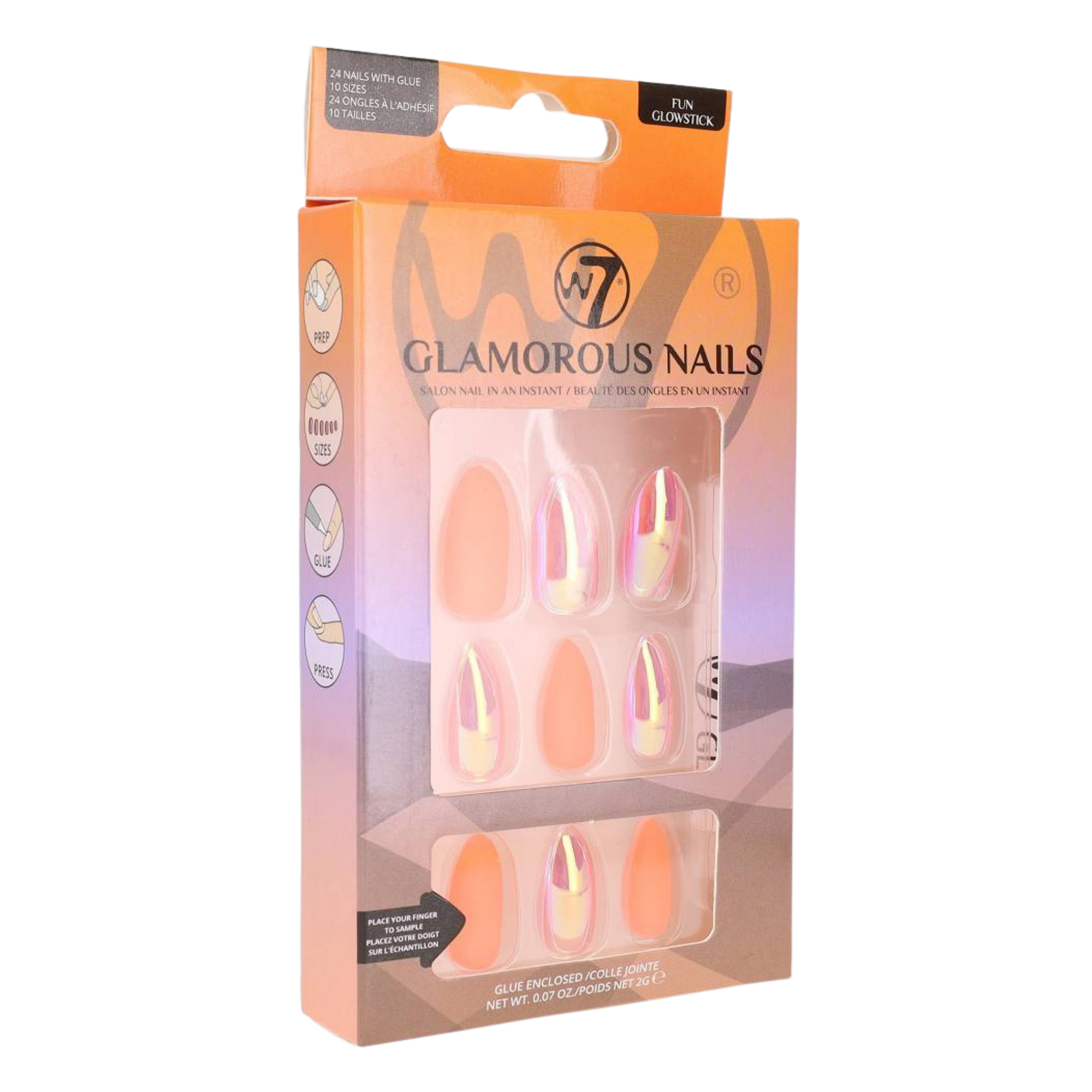 W7 Glamorous Nails sztuczne paznokcie Fun Glowstick, 24 szt./1 opak.