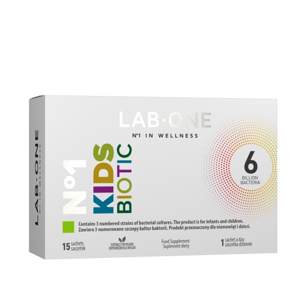 Lab One N°1 KidsBiotic probiotyk suplement diety podnoszący odporność dzieci, 15 sasz./1 opak.