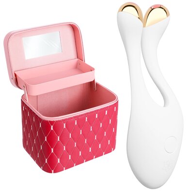 Urządzenie do liftingu twarzy DIFORO Amirta Biało-złoty + kuferek na kosmetyki Bordowy