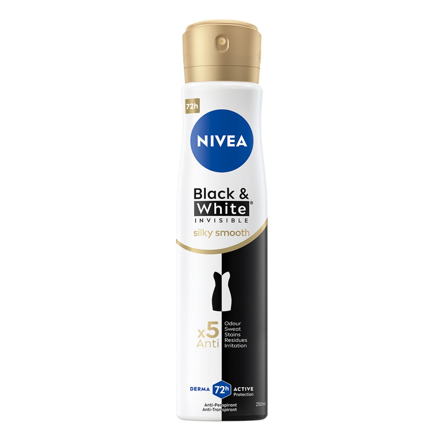 Nivea Black&White Invisible Silky Smooth antyperspirant w sprayu damski, 250 ml
