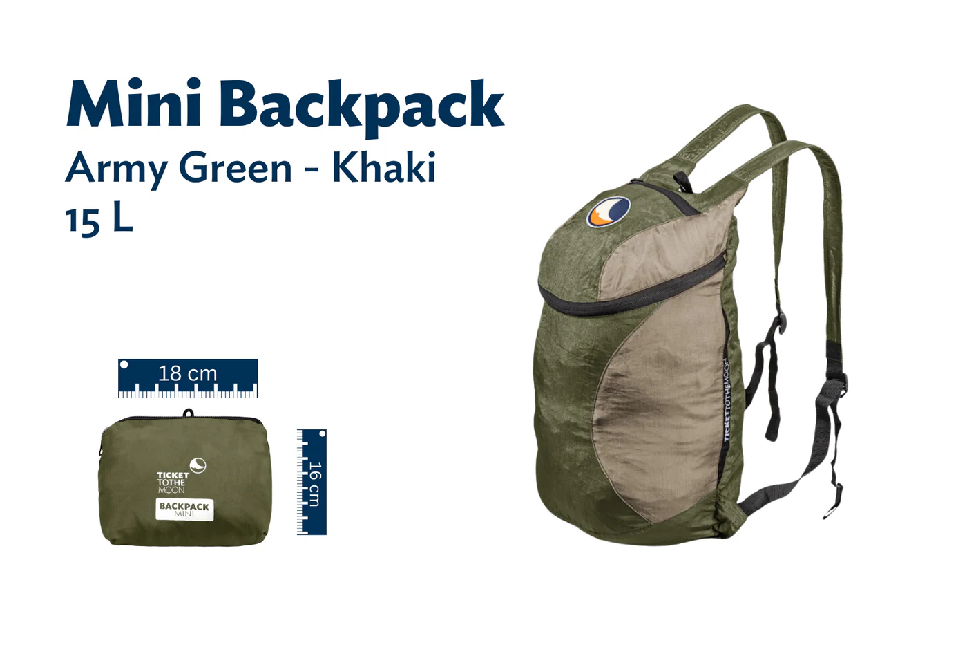 Ticket To The Moon - Plecak Mini Backpack (15l) -  Army Green / Khaki