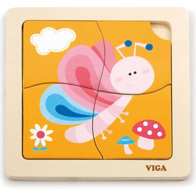 Puzzle VIGA Na podkładce: Motylek 50136 (4 elementy)