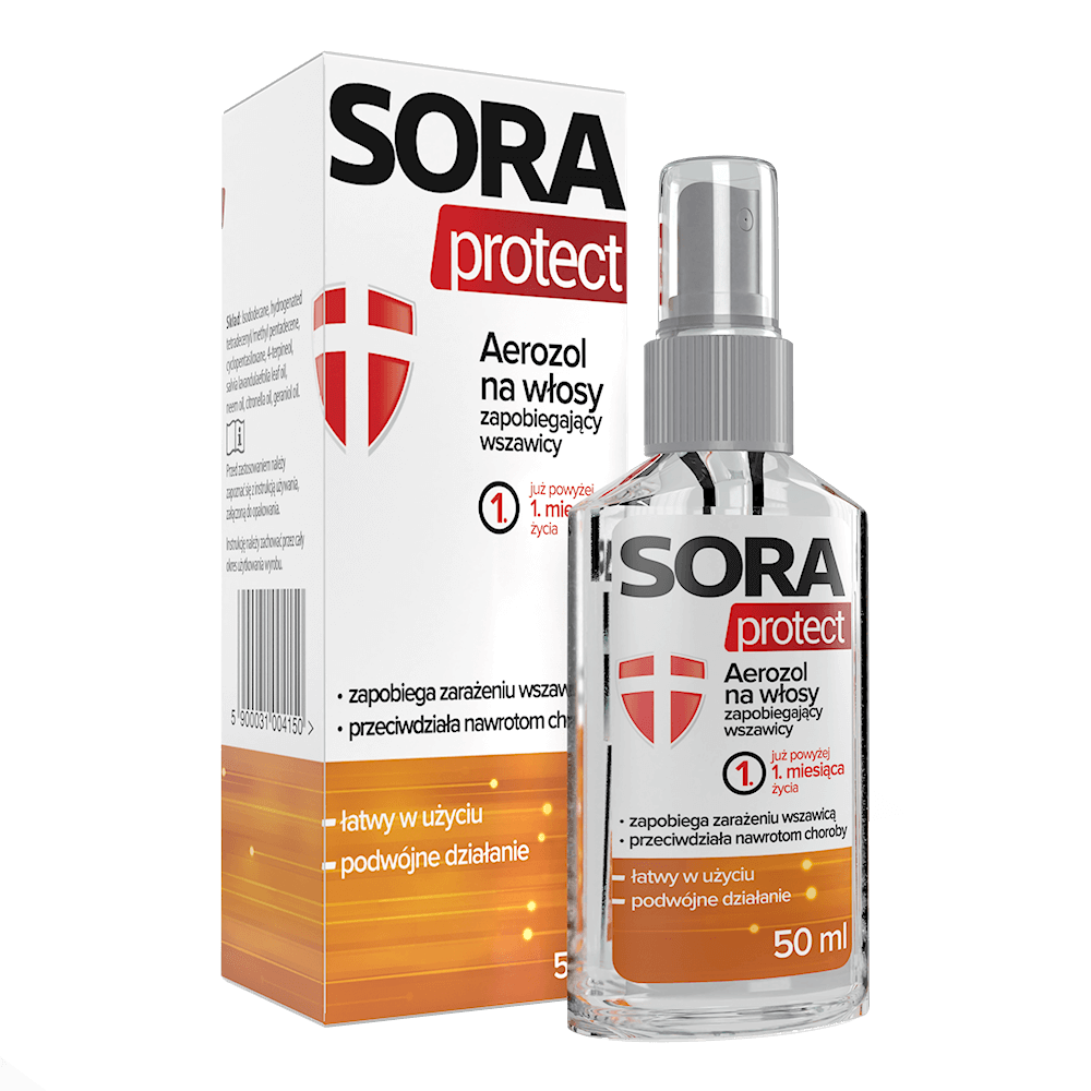 Sora Protect, aerozol na włosy zapobiegający wszawicy, 50 ml