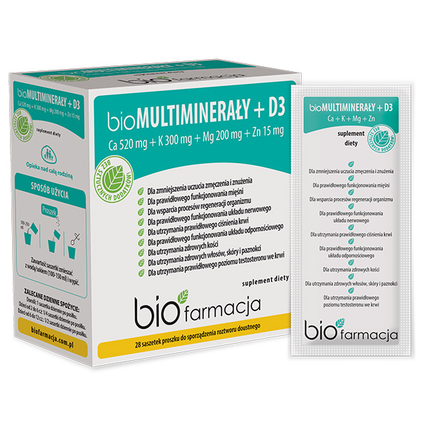 Biofarmacja bioMultiminerały+D3 suplement diety, 28 sasz./1 opak.