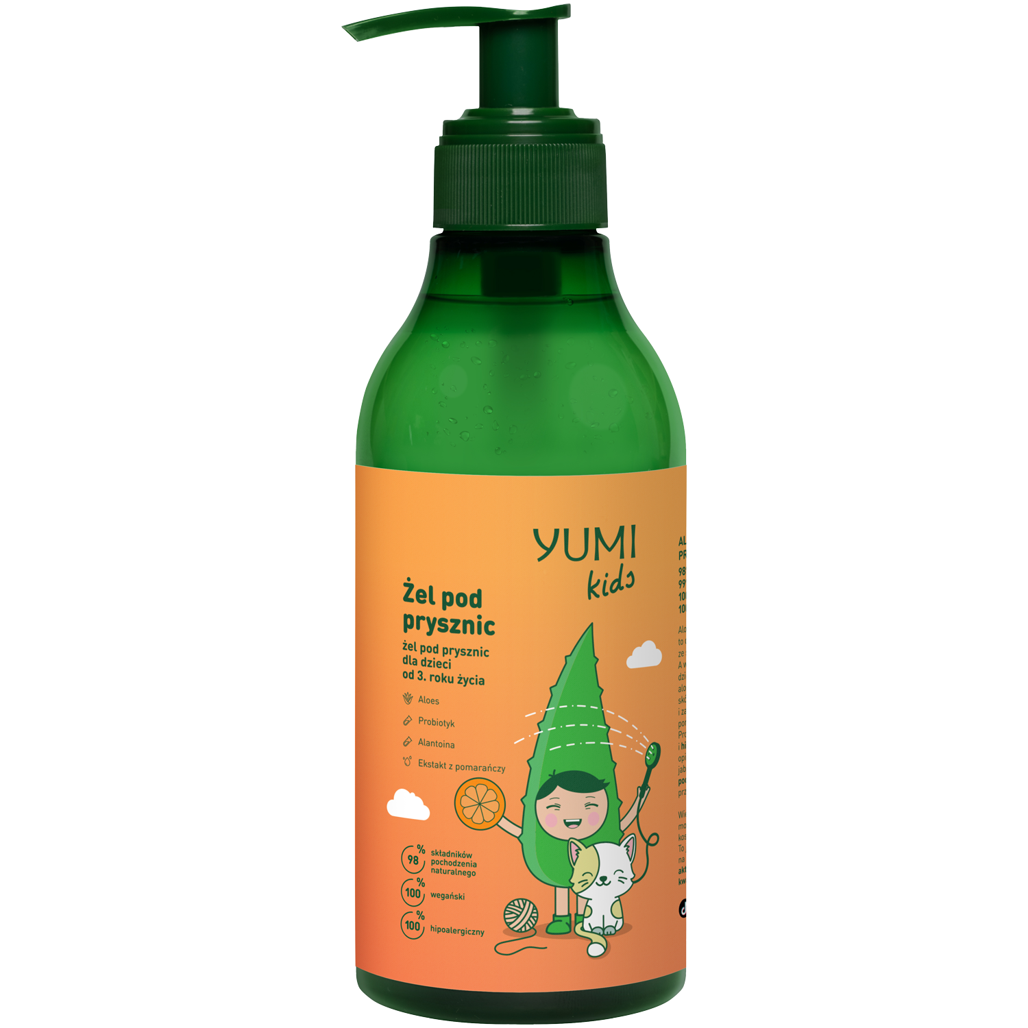 Yumi Kids pomarańczowy żel pod prysznic dla dzieci, 400 ml