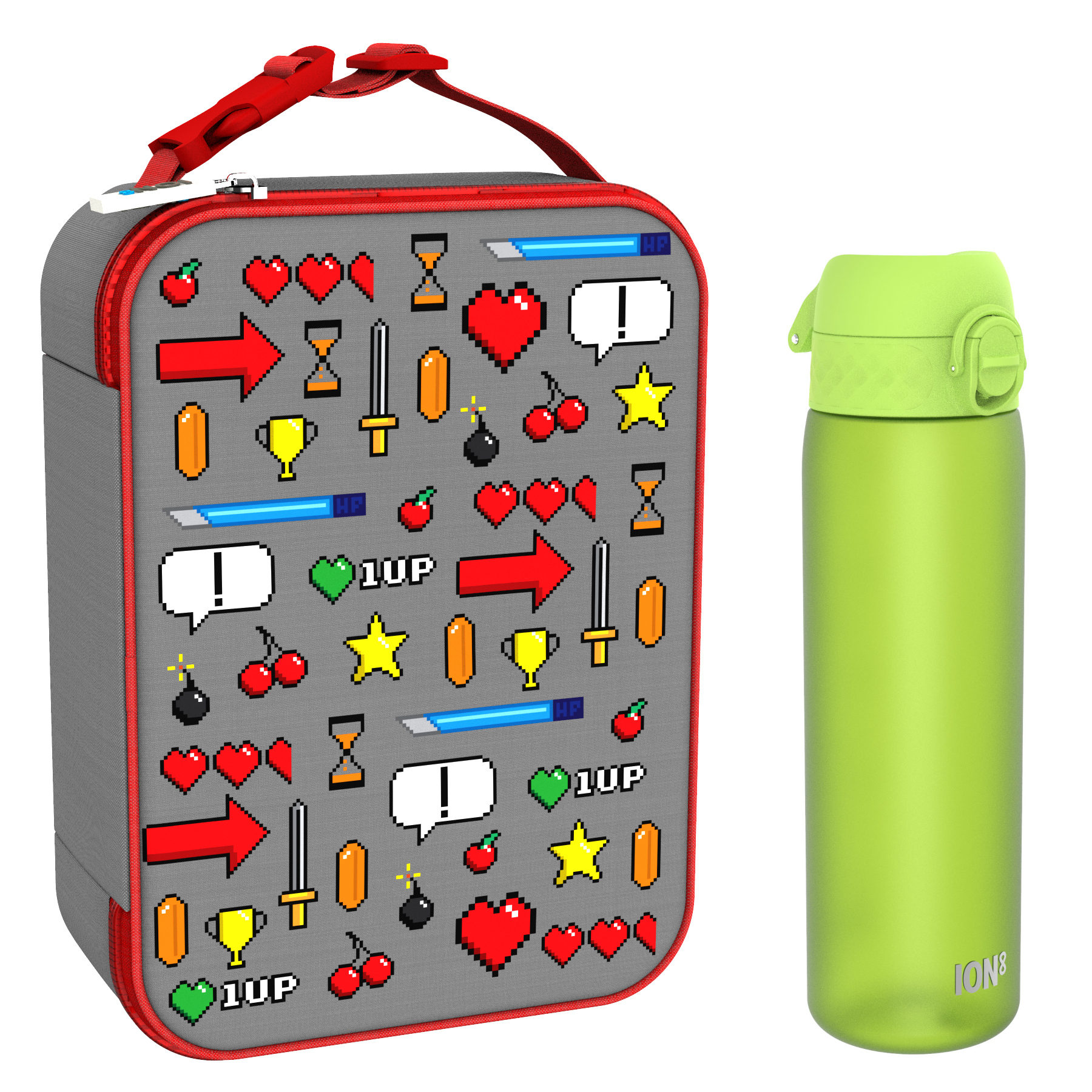 Ion8 zestaw: lunchbag Gamer, 1 szt. + bidon na wodę, poj. 0,6 l, 1 szt.