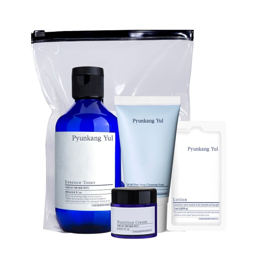 Pyunkang Yul zestaw podróżny: odżywczy żelowy tonik do twarzy, 100 ml + krem do twarzy, 9 ml + oczyszczająca pianka do twarzy, 40 ml