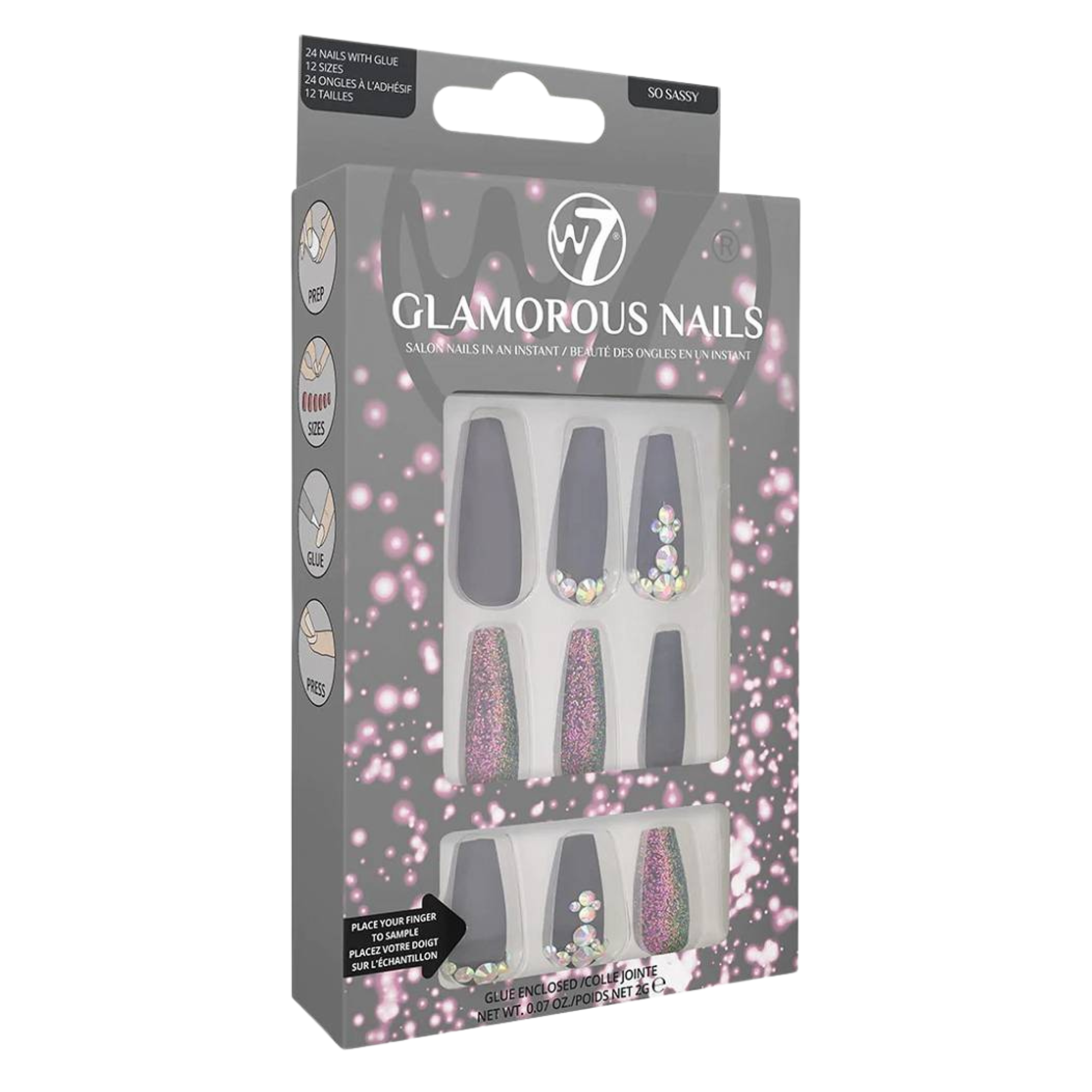 W7 Glamorous Nails sztuczne paznokcie So Sassy, 24 szt./1 opak.