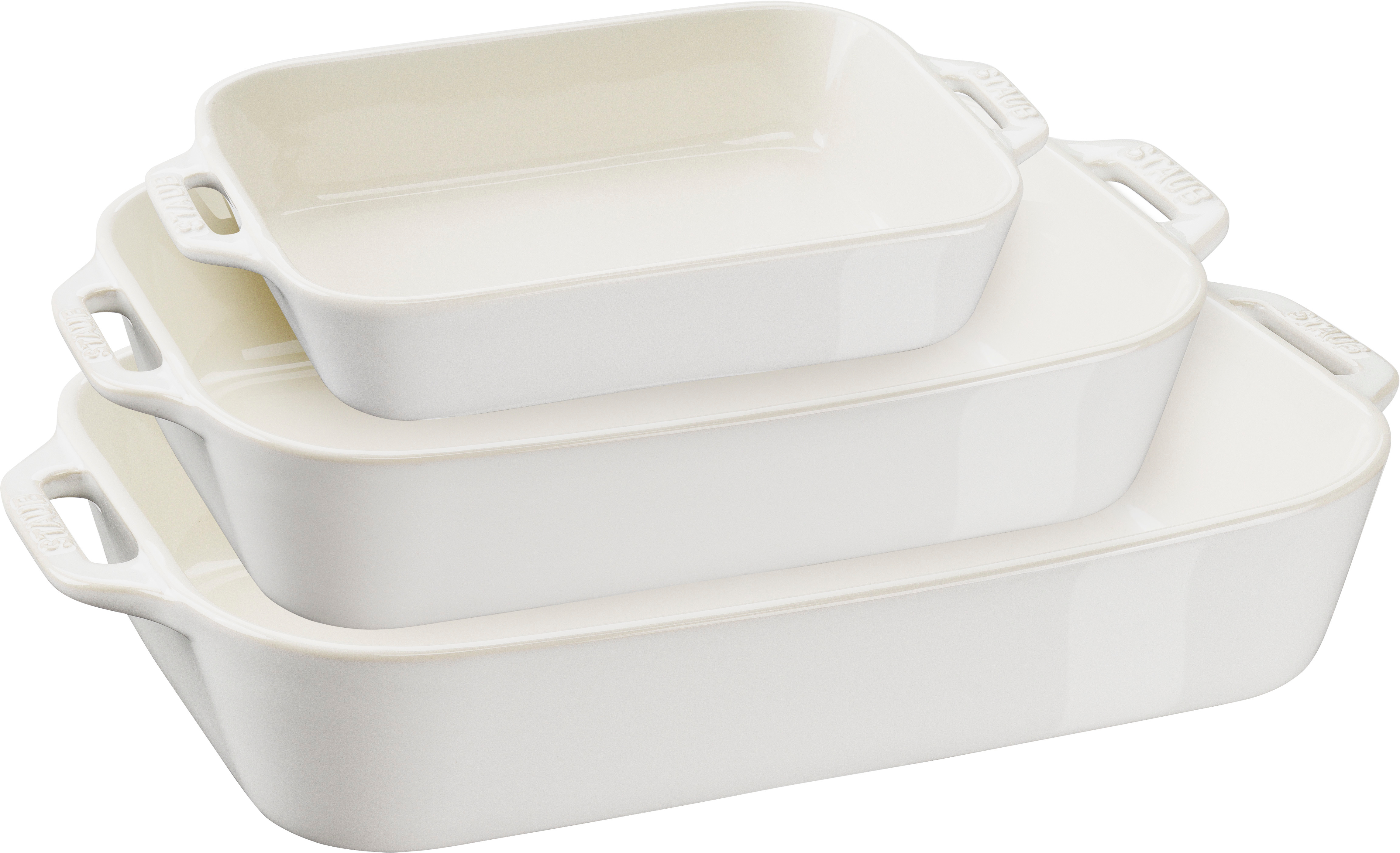 Staub - zestaw 3 półmisków prostokątnych Cooking, biały