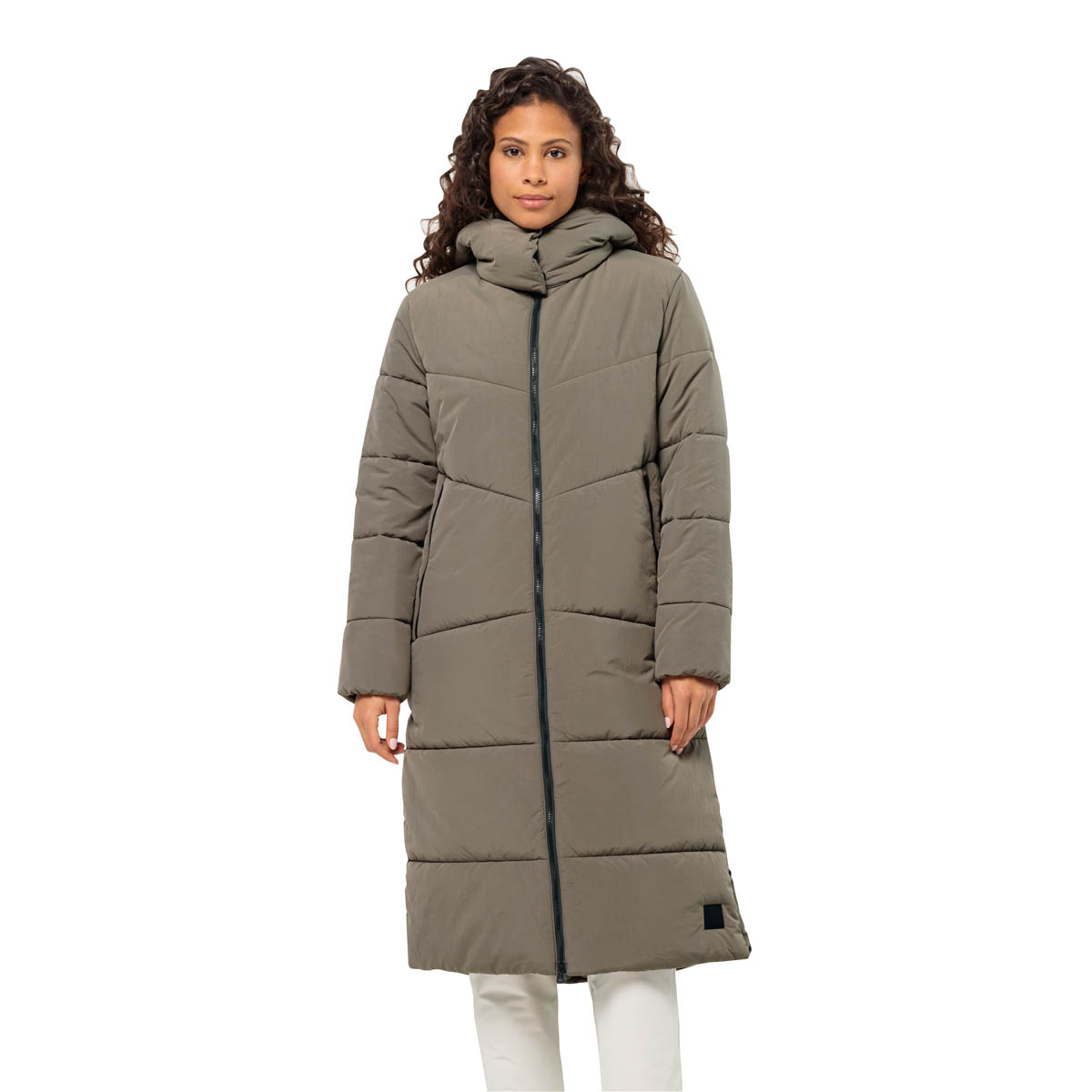 Damski płaszcz ocieplany Jack Wolfskin KAROLINGER LONG COAT W cold coffee - L