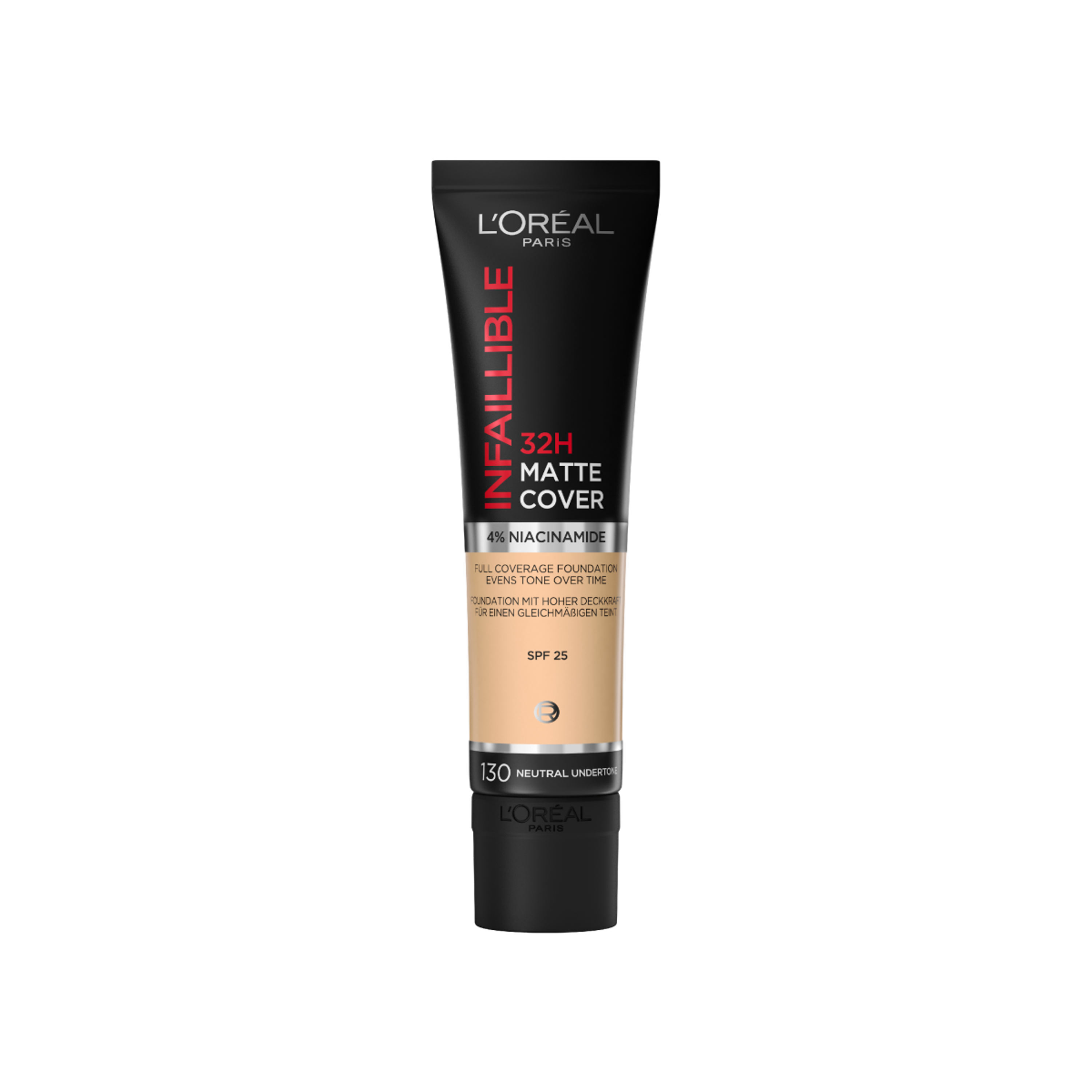L'Oréal Paris Infaillible 32H Matte Cover matujący podkład do twarzy 130 Neutral Undertone, 30 ml