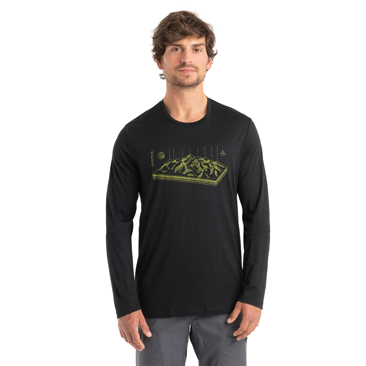 Męska koszulka termoaktywna Icebreaker Merino 150 Tech Lite II LS Tee Alps 3D black - XL