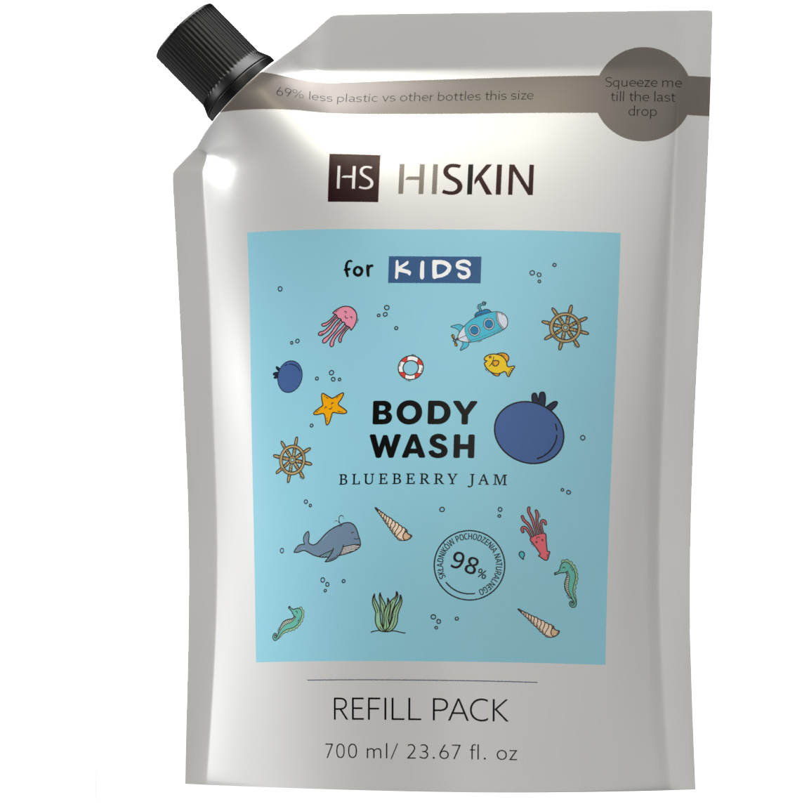 Hiskin zapas żelu i płynu 2w1 do kąpieli dla dzieci blue, 700 ml