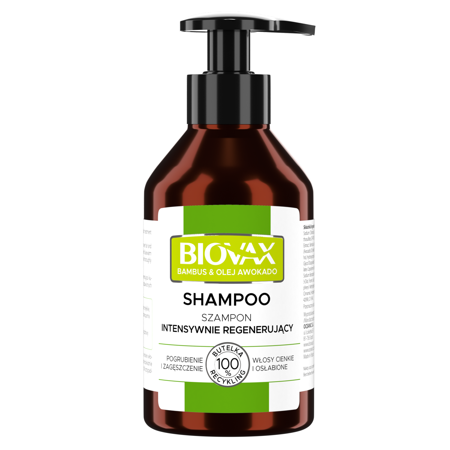 L'biotica Biovax pogrubiający i zagęszczający szampon do włosów z bambusem i olejkiem z awokado, 200 ml