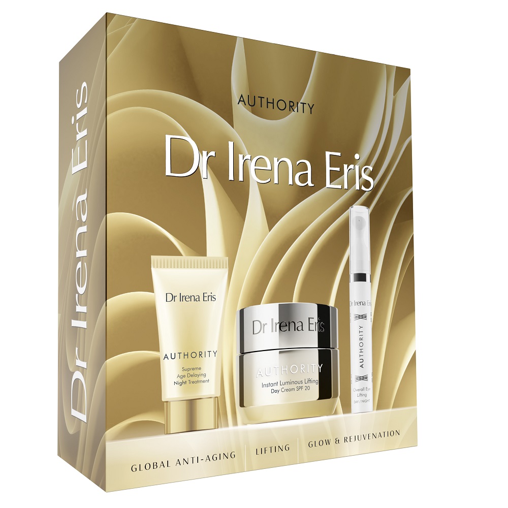 Dr Irena Eris Authority zestaw: liftingujący krem na dzień SPF20, 50 ml + przeciwzmarszczkowy krem na noc, 30 ml + liftingujące serum pod oczy, 15 ml