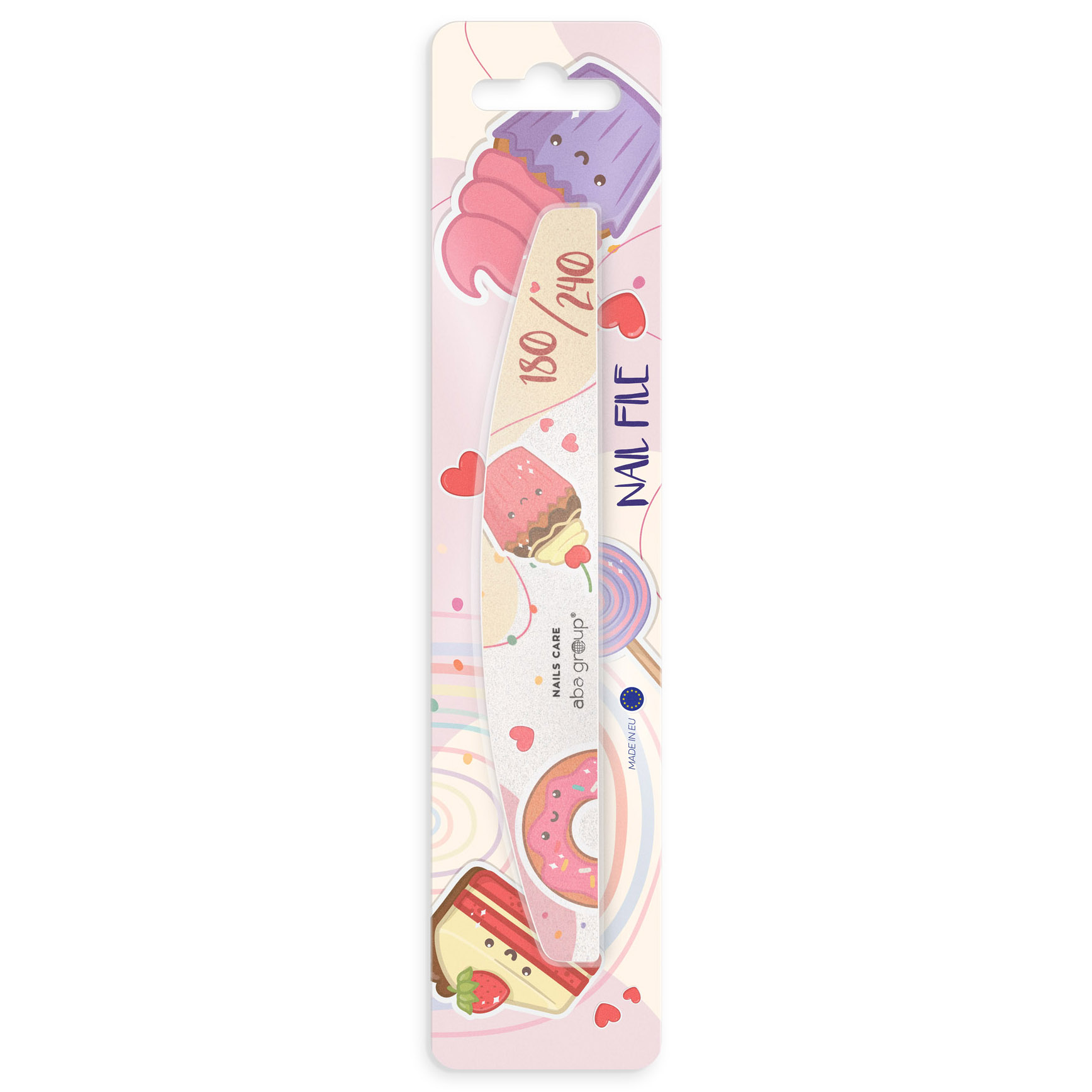 Aba Group Nails Care pilnik do paznokci półksiężyc 180/240 Colorful Cookies Skin Pack, 1 szt.