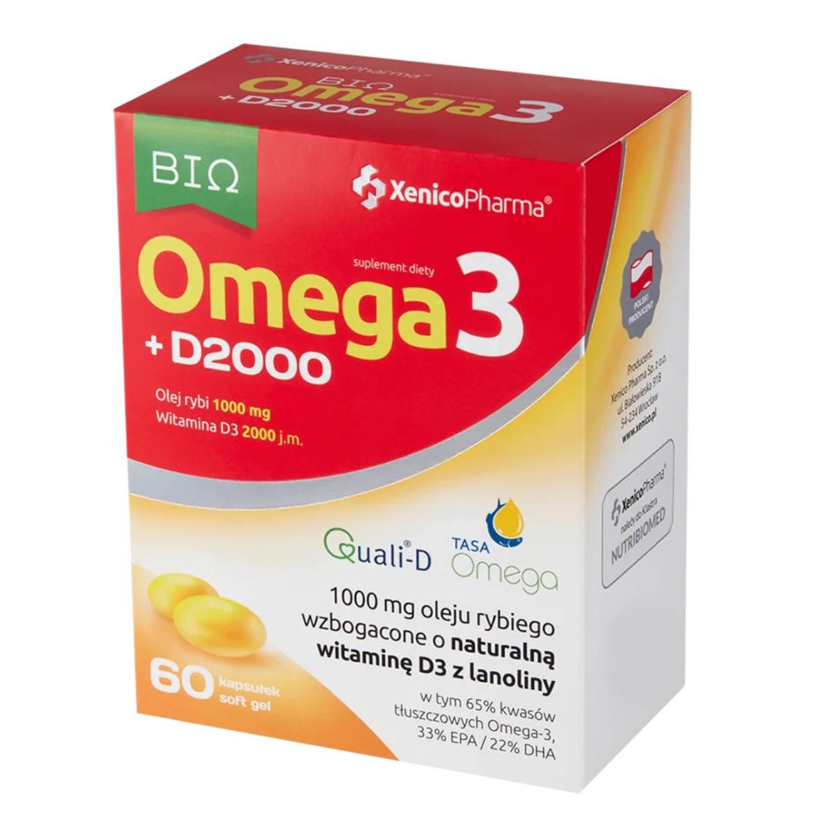 Xenico Pharma Omega 3 D3 2000 suplement diety, 60 kaps./1 opak.