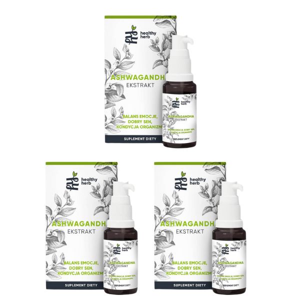Healthy Herb Adaptogen suplement diety ekstrakt z ashwagandy, 3x30 ml