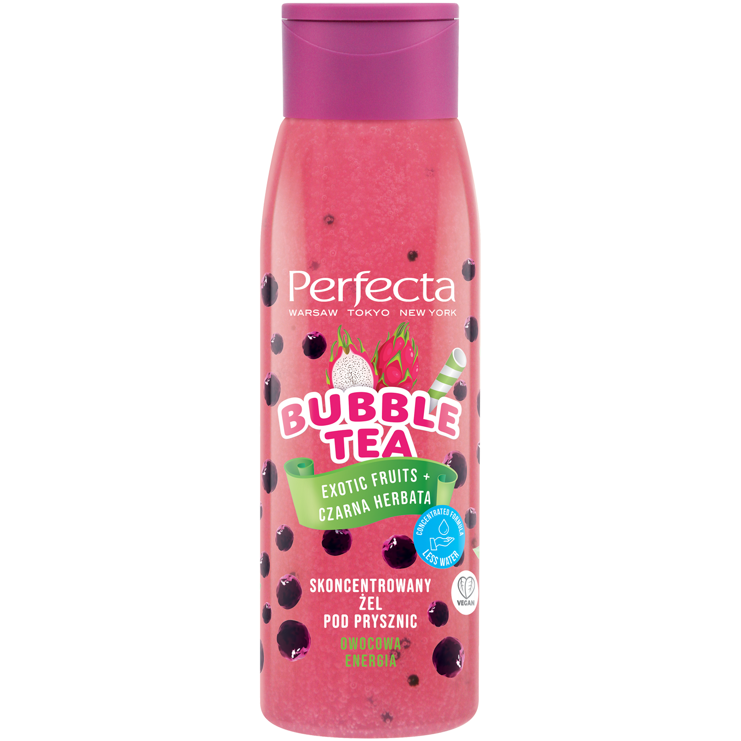 Perfecta Bubble Tea skoncentrowany żel pod prysznic owoce egzotyczne i czarna herbata, 400 ml