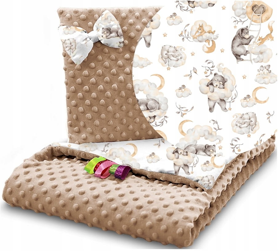 Babymam komplet do wózka minky kocyk + poduszka