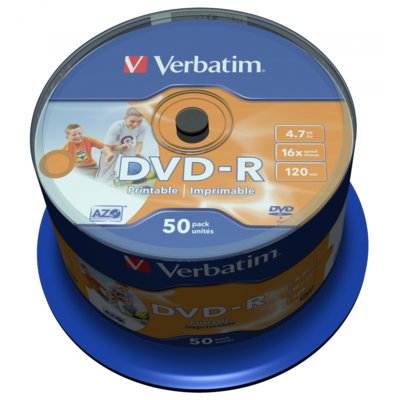 Płyta VERBATIM Printable DVD-R, 4.7 GB, 16x (50 szt.)