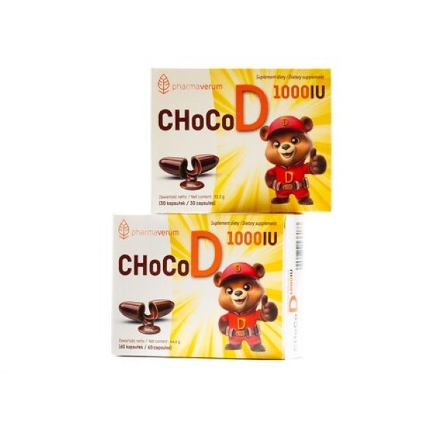 Pharmaverum s.c. ChocoD 1000IU suplement diety, 2x30 kaps./1 opak.