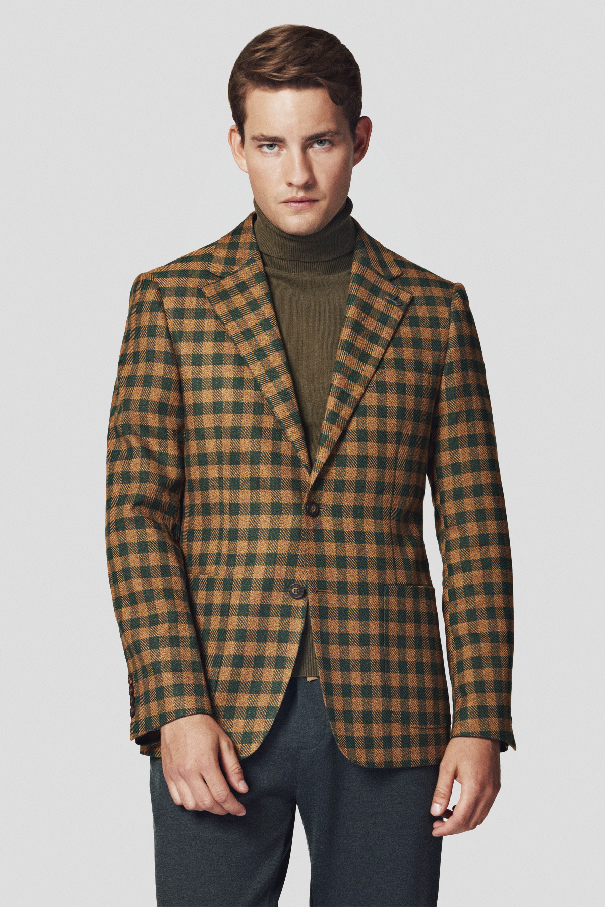 Lancerto Marynarka Musztardowa w Kratę Stanhope