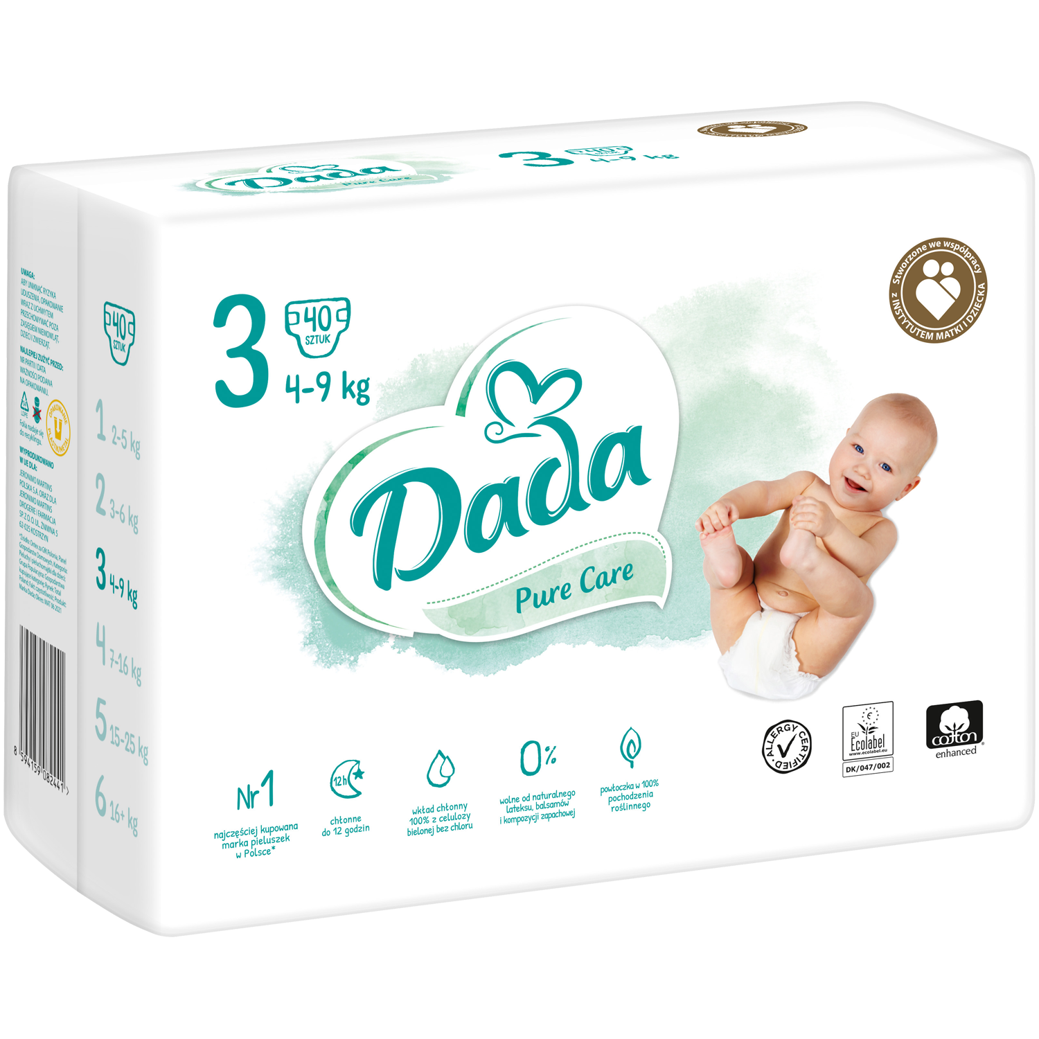 Dada Pure Care pieluchy dla dzieci midi, 40 szt./1 opak.