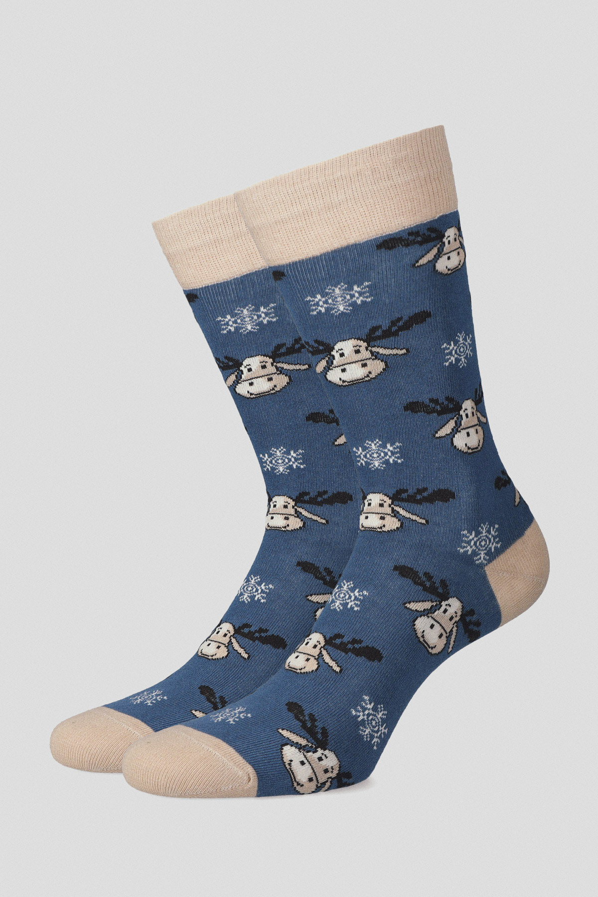 Lancerto Skarpety Niebieskie w Renifery i Śnieżynki