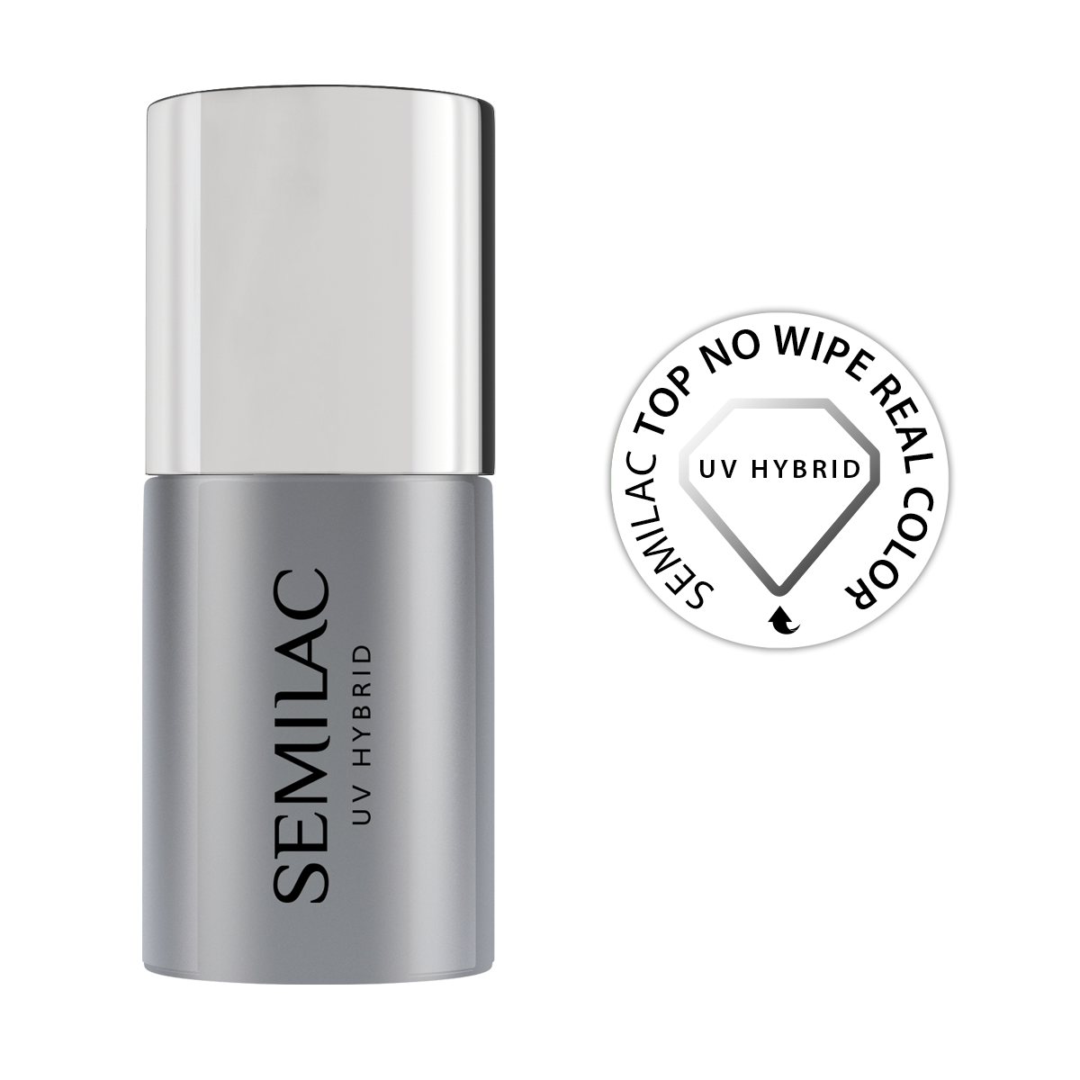 Semilac Top No Wipe Real Color top do lakierów hybrydowych i żeli, 7 ml