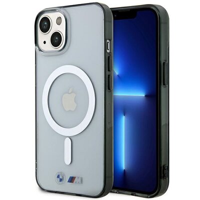 Etui BMW Silver Ring MagSafe do Apple iPhone 14 Przezroczysty