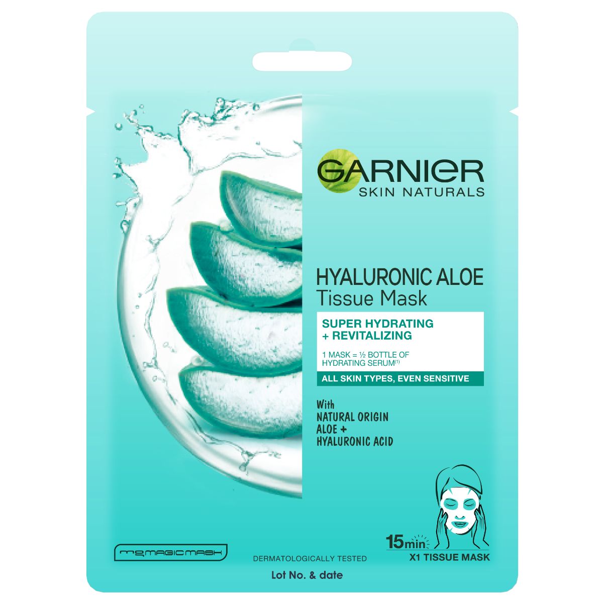 Garnier Aloes maska do twarzy z kwasem hialuronowym, 1 szt.