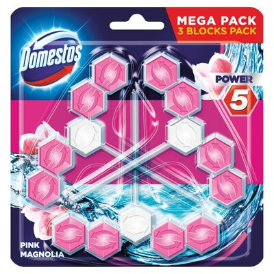 Kostka do WC DOMESTOS Power 5 Pink Magnolia 3x55g