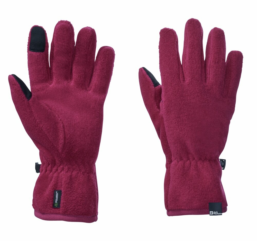 Dziecięce rękawiczki polarowe Jack Wolfskin SPIRIT FLEECE GLOVE Y dark ruby - L/XL