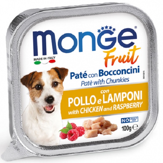MONGE Fruit Dog Pasztet z kurczakiem i malinami 100 g