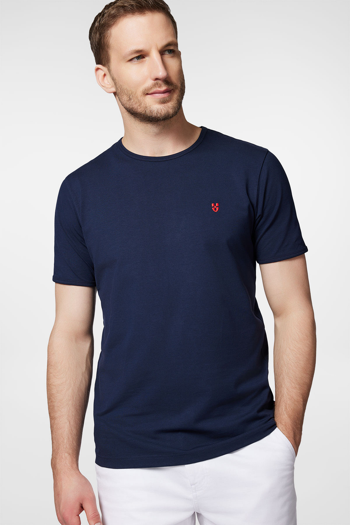 Próchnik - T-shirt Granatowy z Haftem Bawełniany PM5