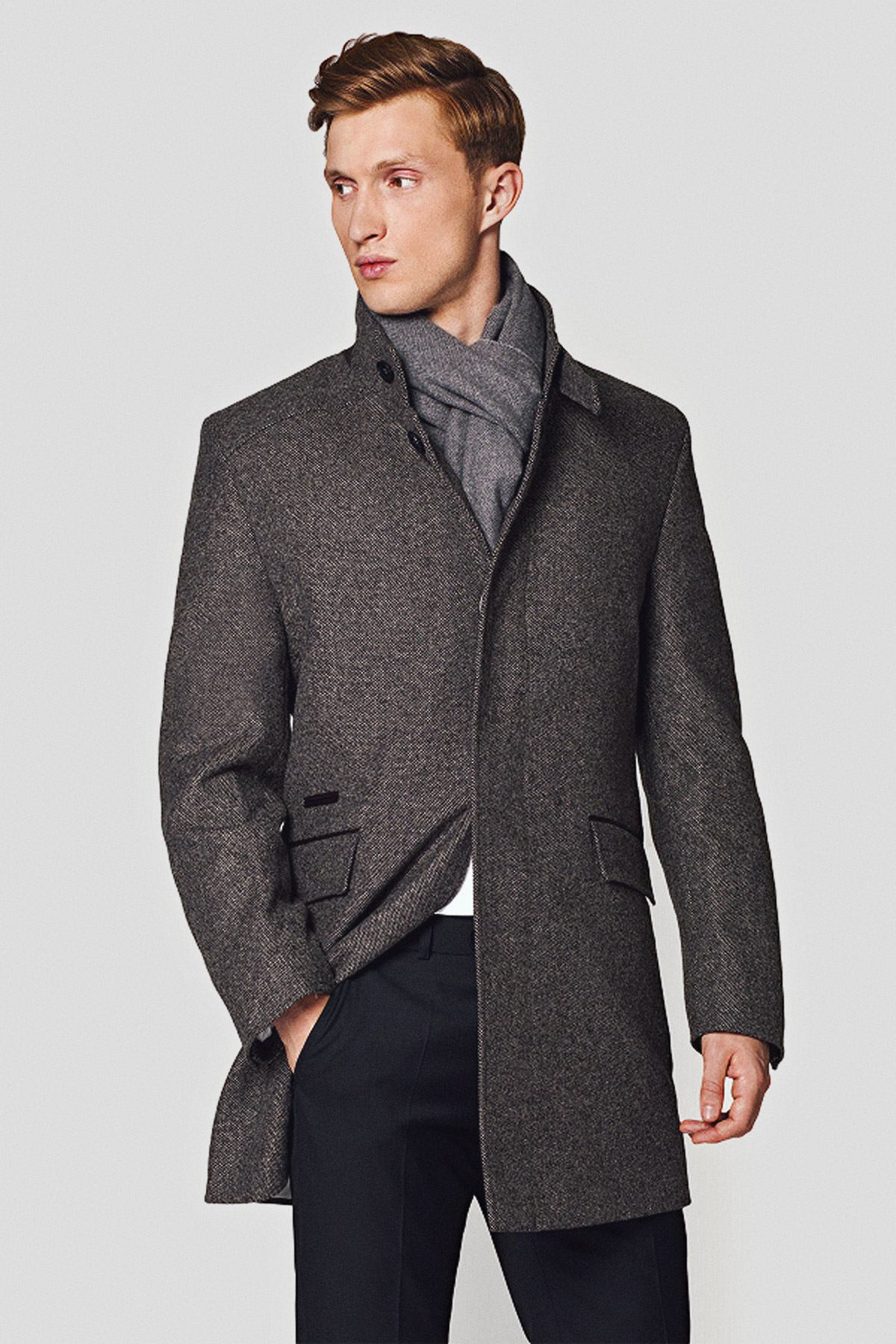 Lancerto Płaszcz Szary z Wełną Dante