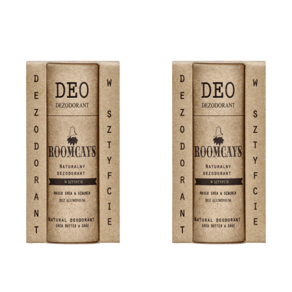 Roomcays zestaw: naturalny dezodorant męski bez aluminium w papierowej tubie, 2x65 g