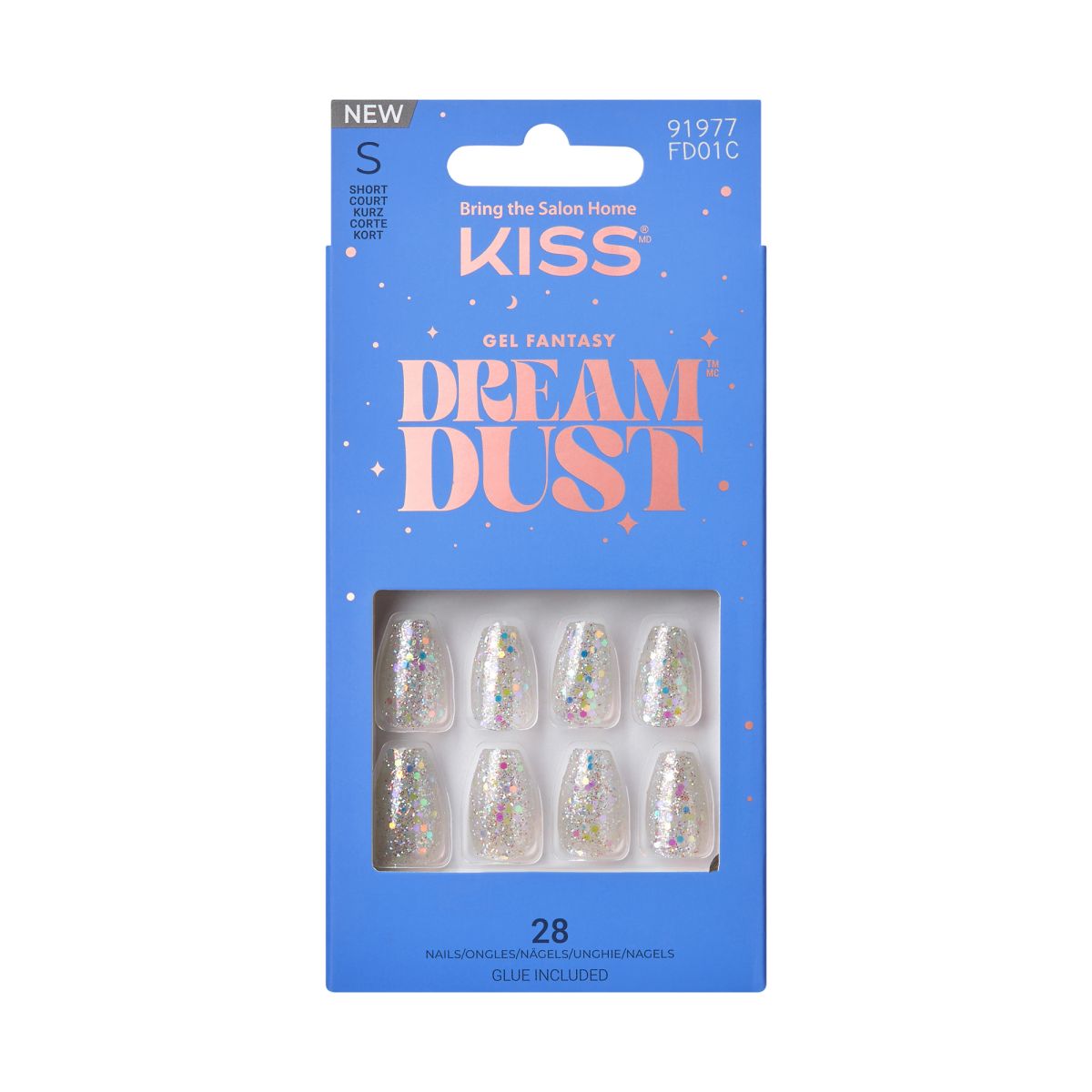 Kiss Mood Dust sztuczne paznokcie na klej, 1 opak.
