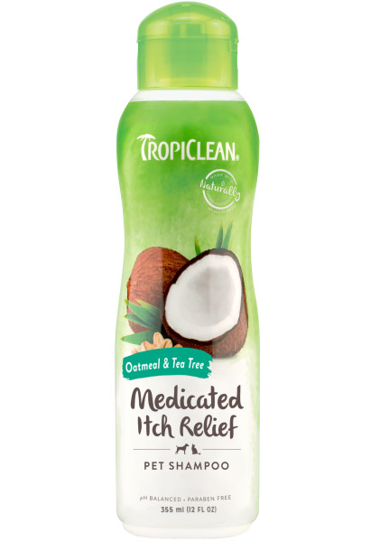 TROPICLEAN Oatmeal Tea Tree Medicated Itch Relief Shampoo 355ml szampon łagodzący swędzącą skórę dla psa i kota