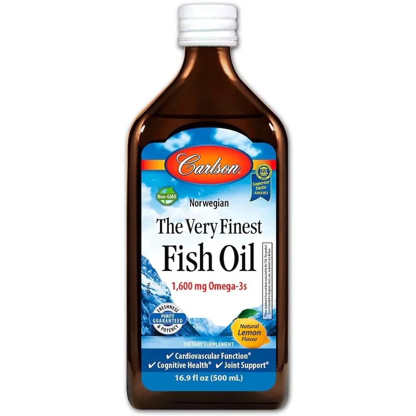 Carlson Labs The Very Finest Fish Oil suplement diety, Natural Lemon, 500 ml