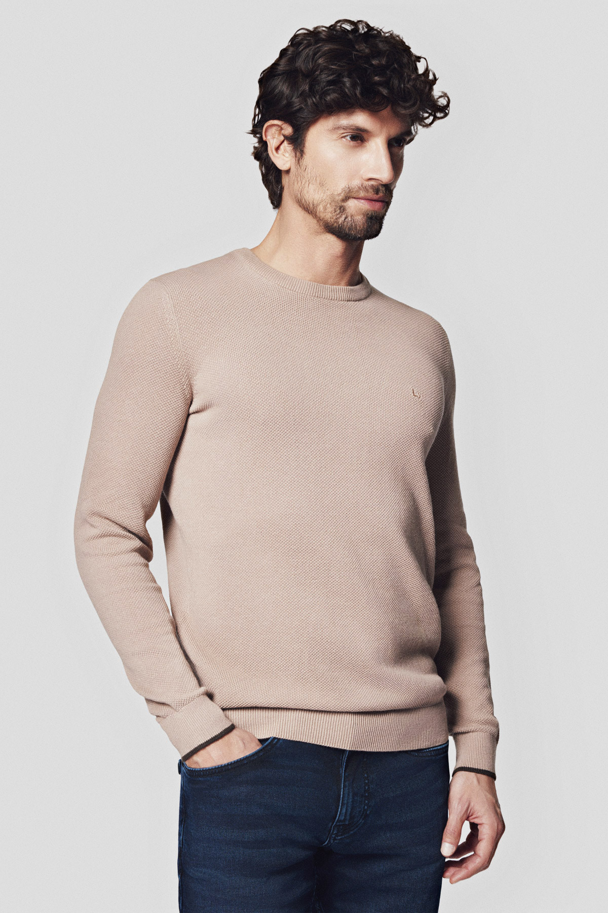 Lancerto Sweter Beżowy z Bawełną Clive