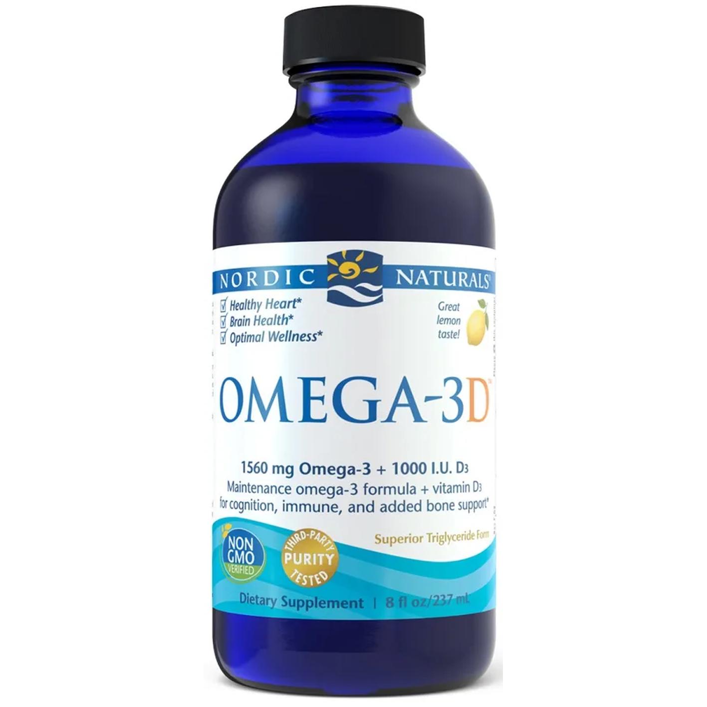 Nordic Naturals suplement diety Omega 3D, 1560mg Omega 3 + witamina D3, Cytryna, 237 ml