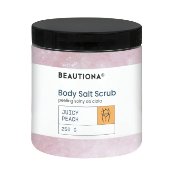 Beautiona peeling solny do ciała o zapachu brzoskwini, 250 g