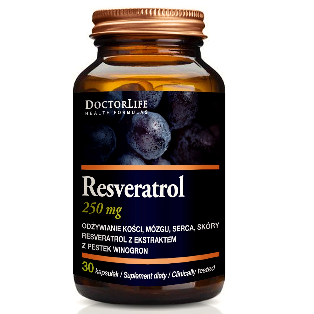 Doctor Life Resveratrol suplement diety resweratrol z ekstratem z pestek winogron 250mg, 30 kaps./1 opak.