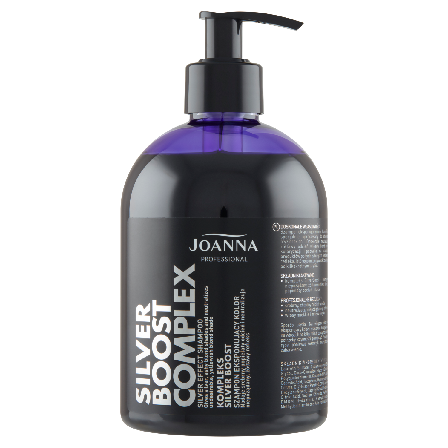 Joanna Professional Silver Boost Complex szampon eksponujący kolor włosów, 500 ml