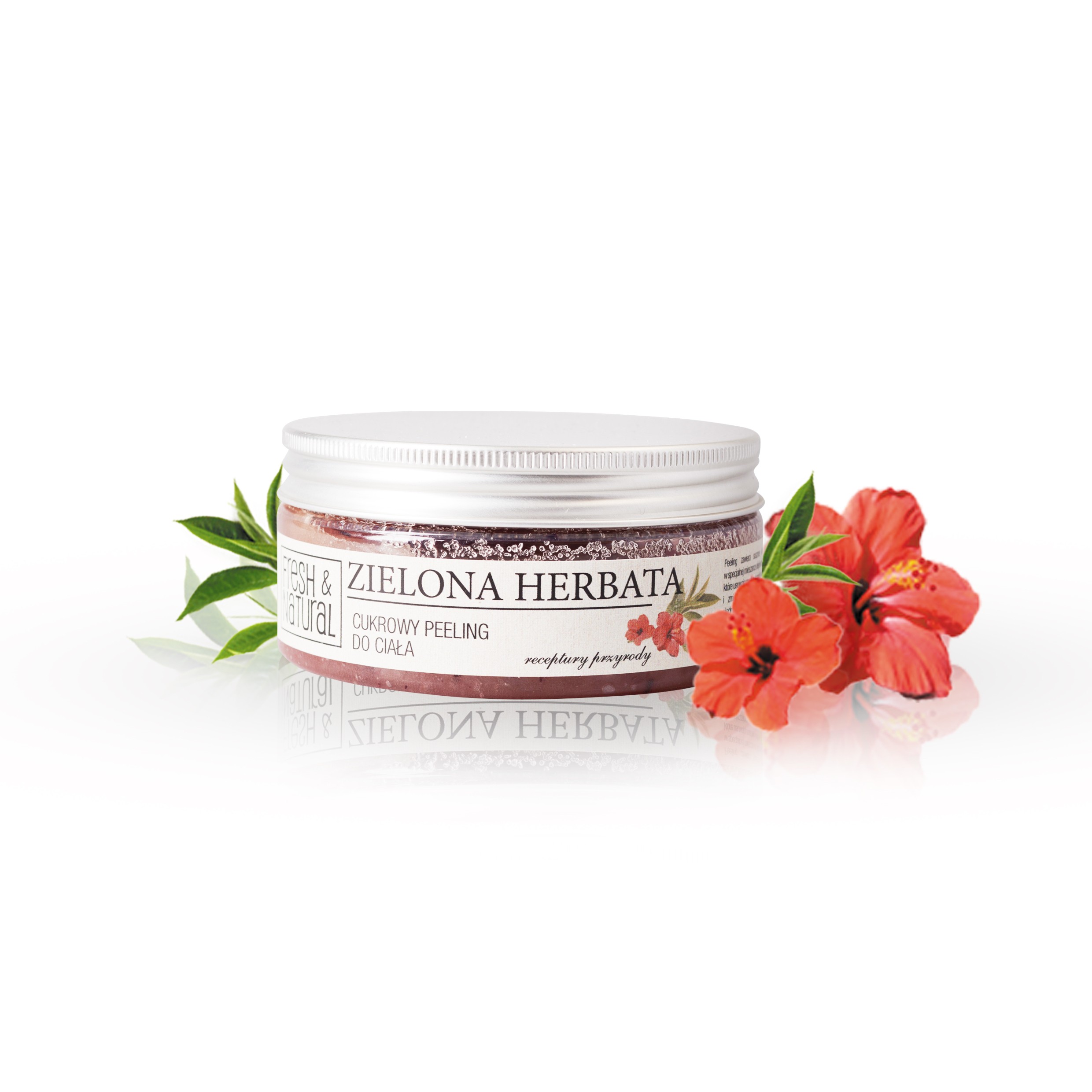Fresh & Natural peeling cukrowy do ciała zielona herbata, 250 g