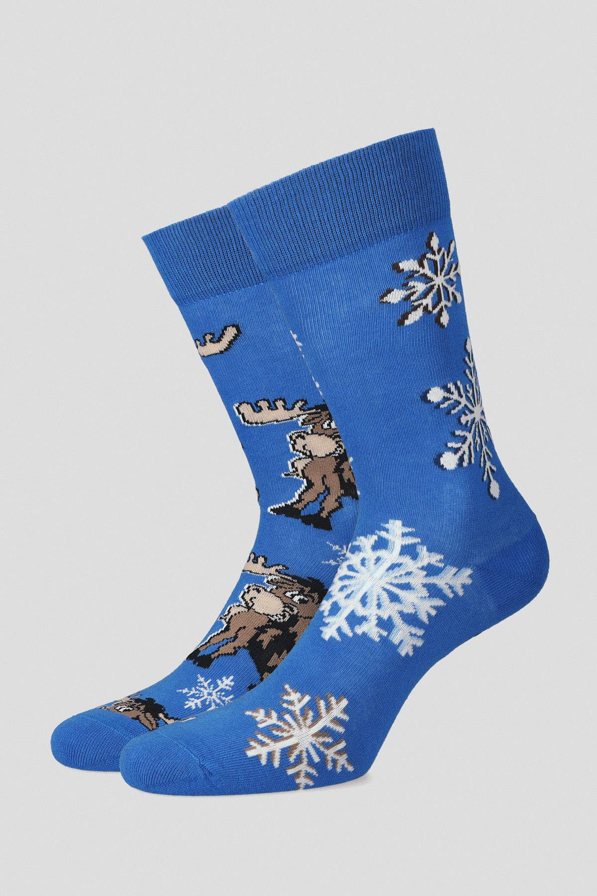 Lancerto Skarpety Niebieskie Świąteczne w Renifery i Śnieżynki
